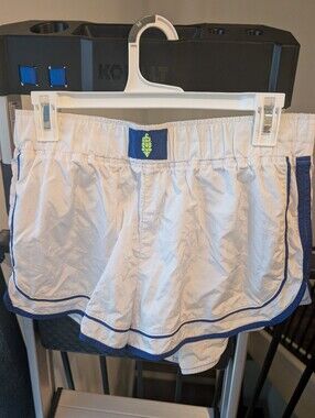 Free People White Athletic Shorts with Blue Trim